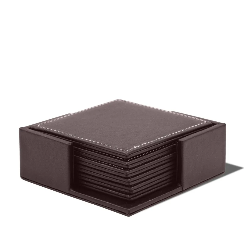 Desk Mat Leather - 6 개/대 비즈니스 가죽 컵 받침