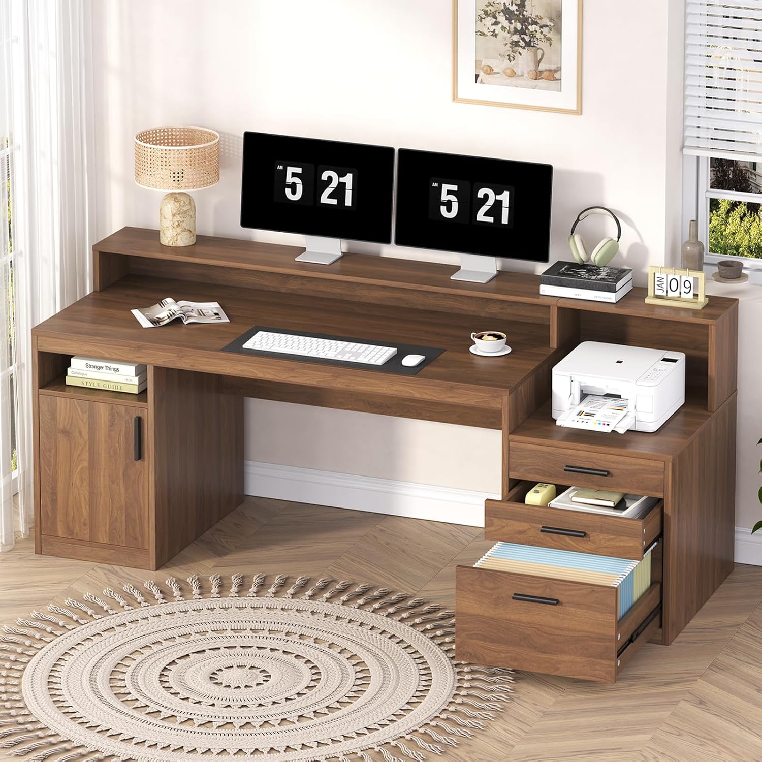 Home Office 365 - 3단 서랍과 수납 선반이 있는 컴퓨터