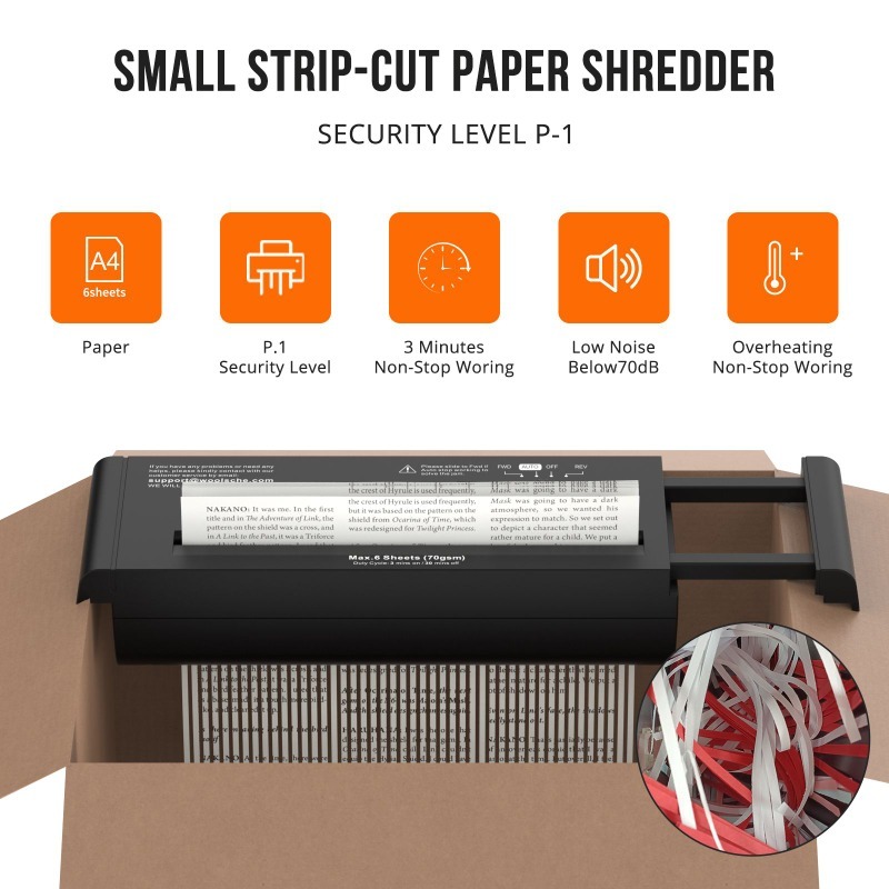 Home Office Paper Shredder - 수동 종이 분쇄기, 휴대용 핸드 크랭크