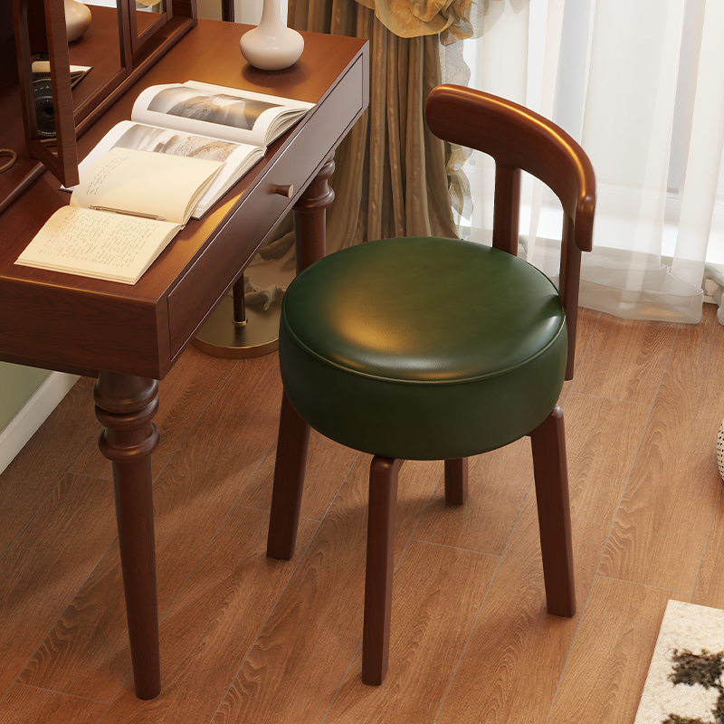 Home Office Furniture - 원목 회전 화장 의자, 가죽 쿠션,