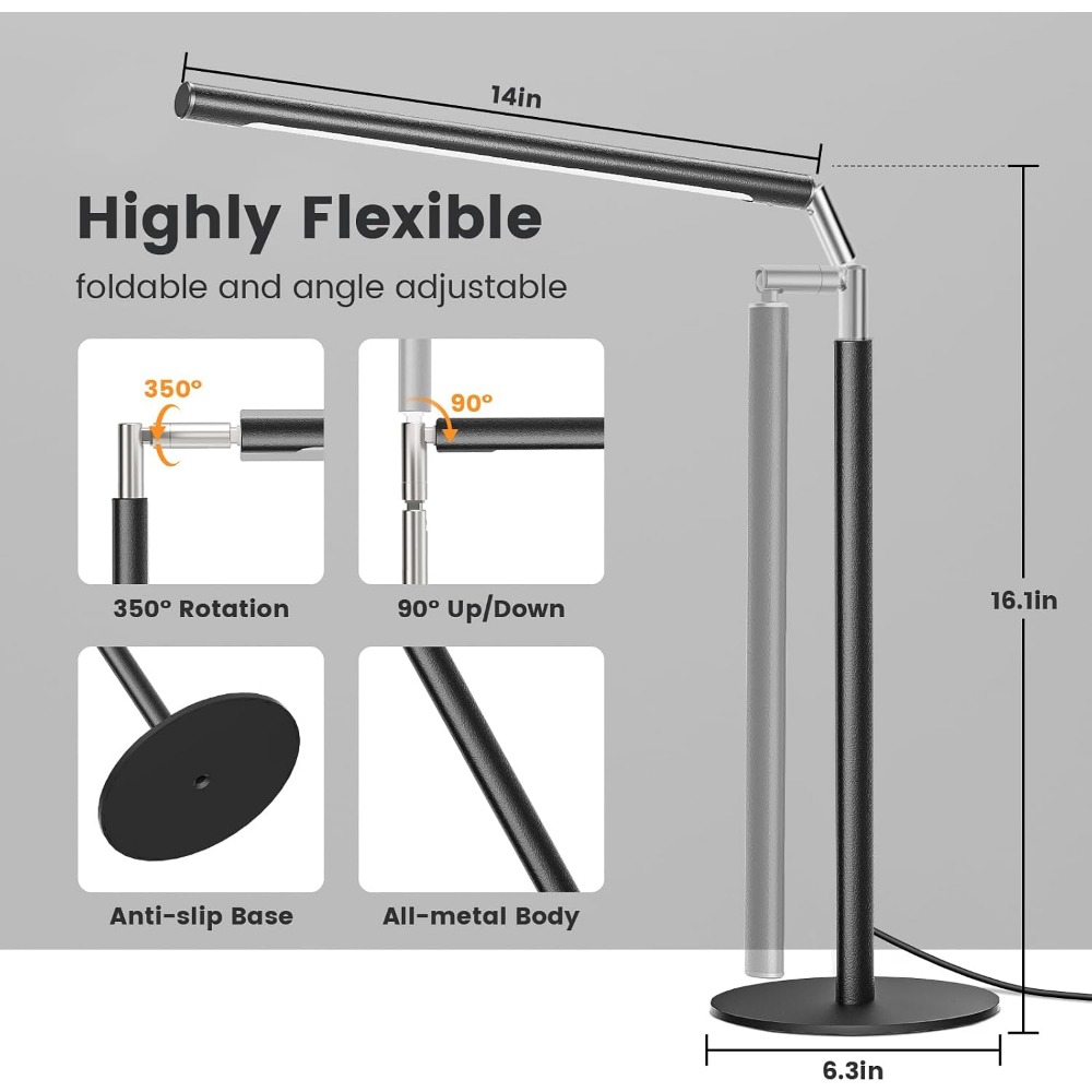 16인치 조절 가능한 금속 LED 데스크 램프, 15W - Home Office Desks 리뷰 및 가격