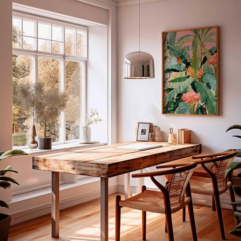 1pc 레트로 열대 캔버스 포스터, 프레임이 없는 식물 - Home Office Furniture 리뷰 및 가격