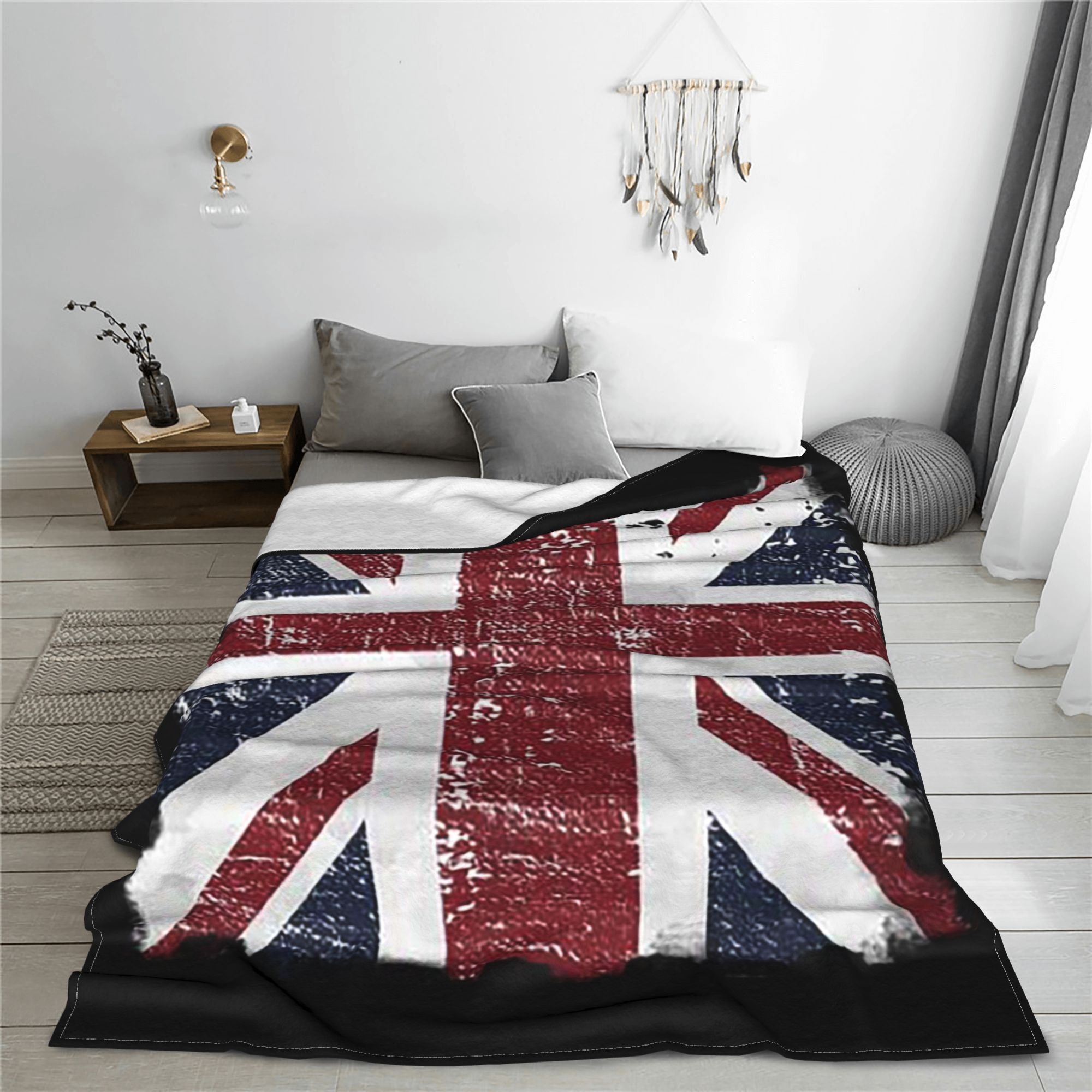 디스트레스드 영국 국기 블랙 그레이 유니온 잭 페이스  - Home Office Of Uk 리뷰 및 가격