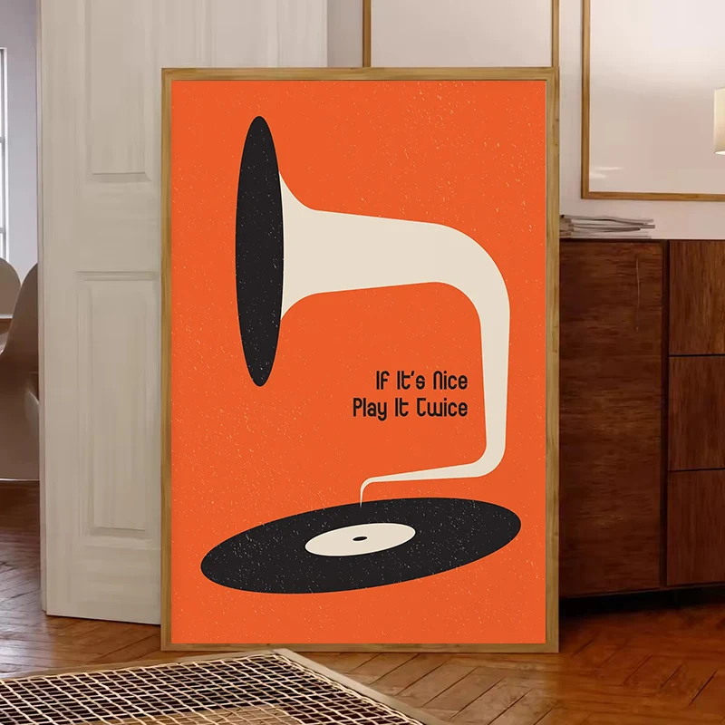 미드 센추리 비닐 레코드 캔버스 벽 아트 프린트, 거실 - Home Office Furniture 리뷰 및 가격