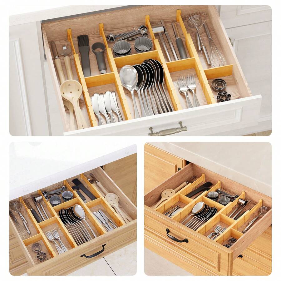 삽입물과 라벨이 있는 대나무 서랍 분리대, 주방용 조절 - Home Office Kitchen 리뷰 및 가격