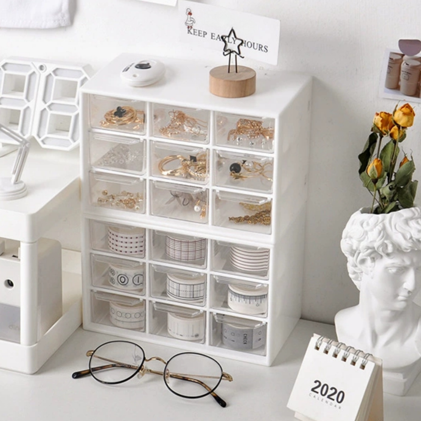 비즈 재료 보관함. 나인 그리드 서랍형 수납함은 쌓을  - Home Office Work Table 리뷰 및 가격