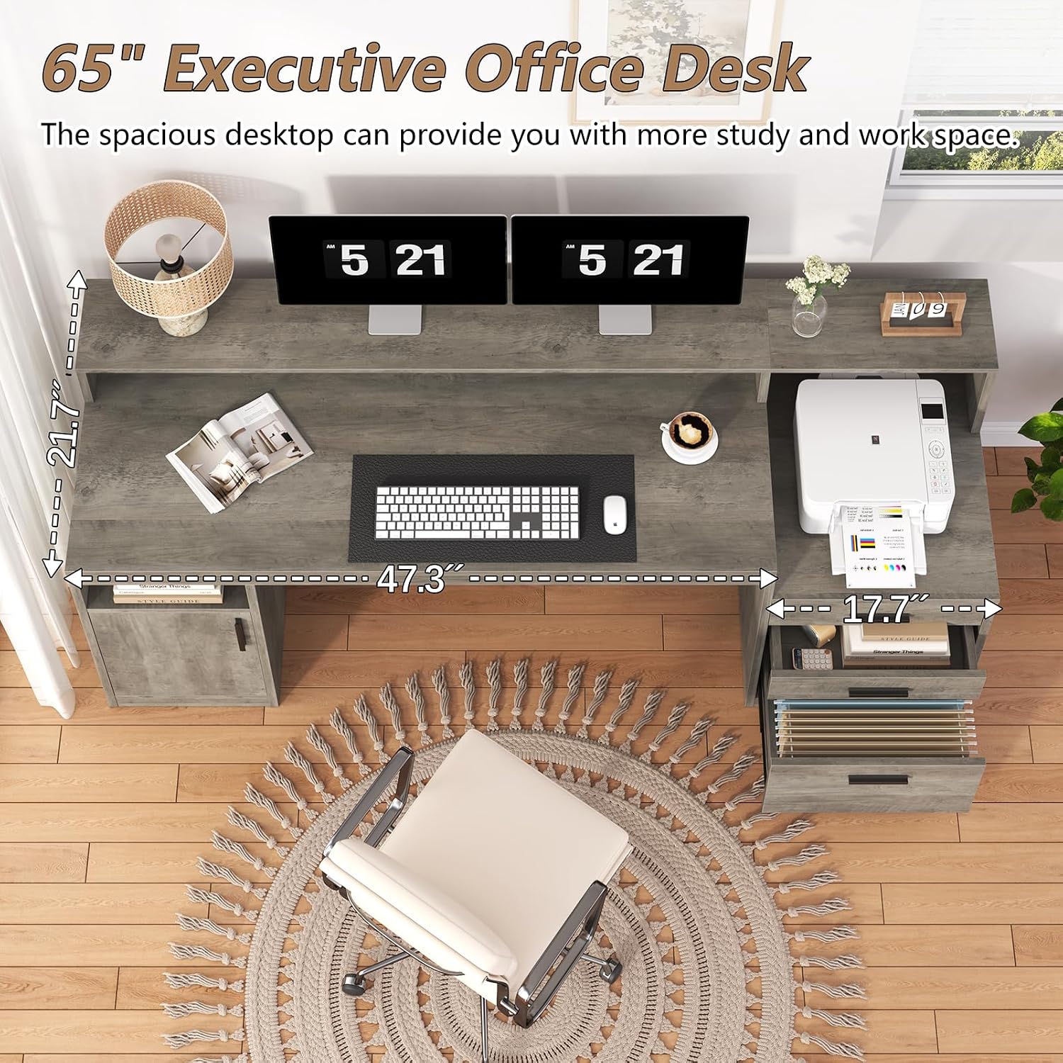 3단 서랍과 수납 선반이 있는 고급형 컴퓨터 책상, 파 - Home Office 365 리뷰 및 가격