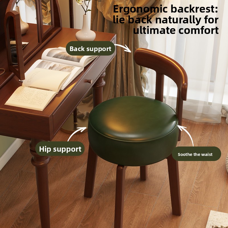 원목 회전 화장 의자, 가죽 쿠션, 침실 화장 의자,  - Home Office Furniture 리뷰 및 가격