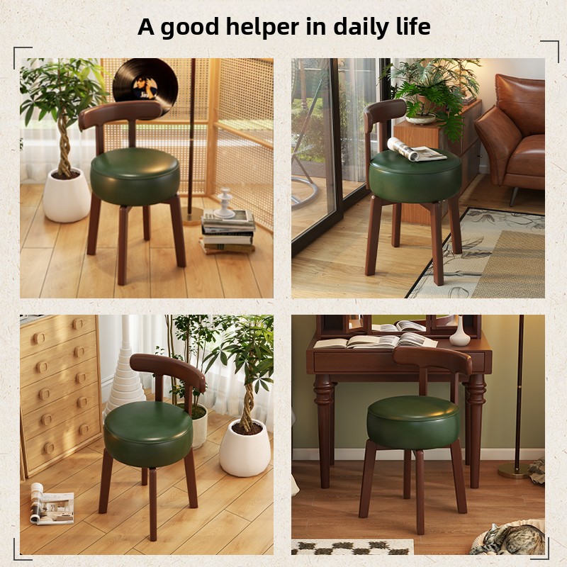 원목 회전 화장 의자, 가죽 쿠션, 침실 화장 의자,  - Home Office Furniture 리뷰 및 가격