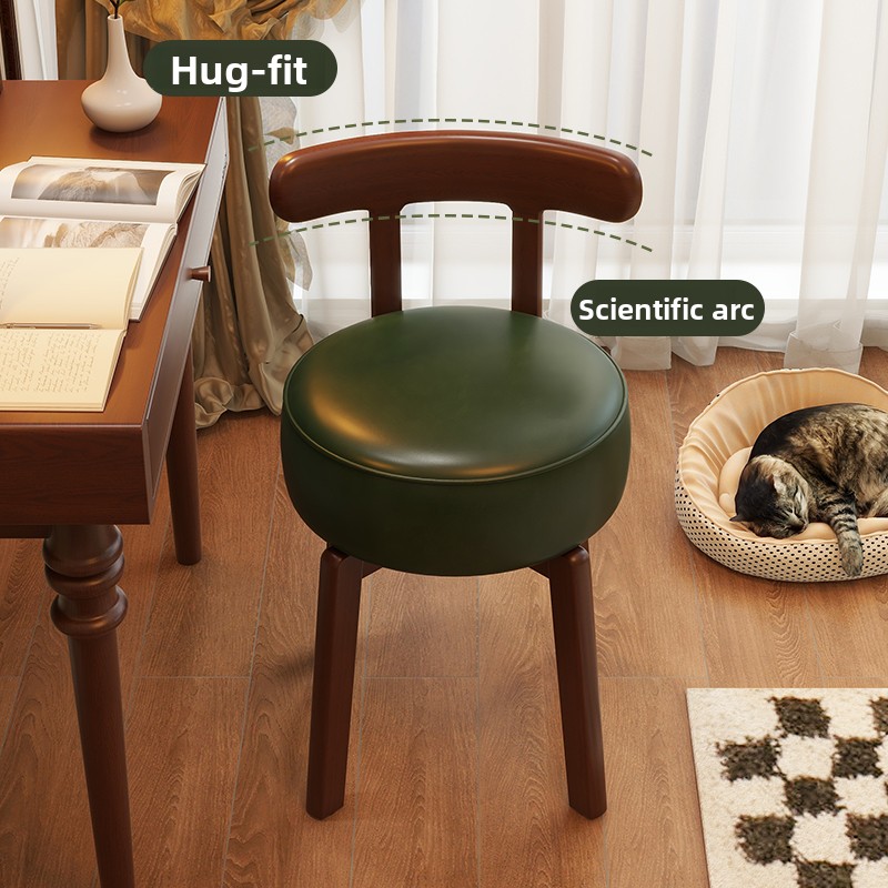 원목 회전 화장 의자, 가죽 쿠션, 침실 화장 의자,  - Home Office Furniture 리뷰 및 가격