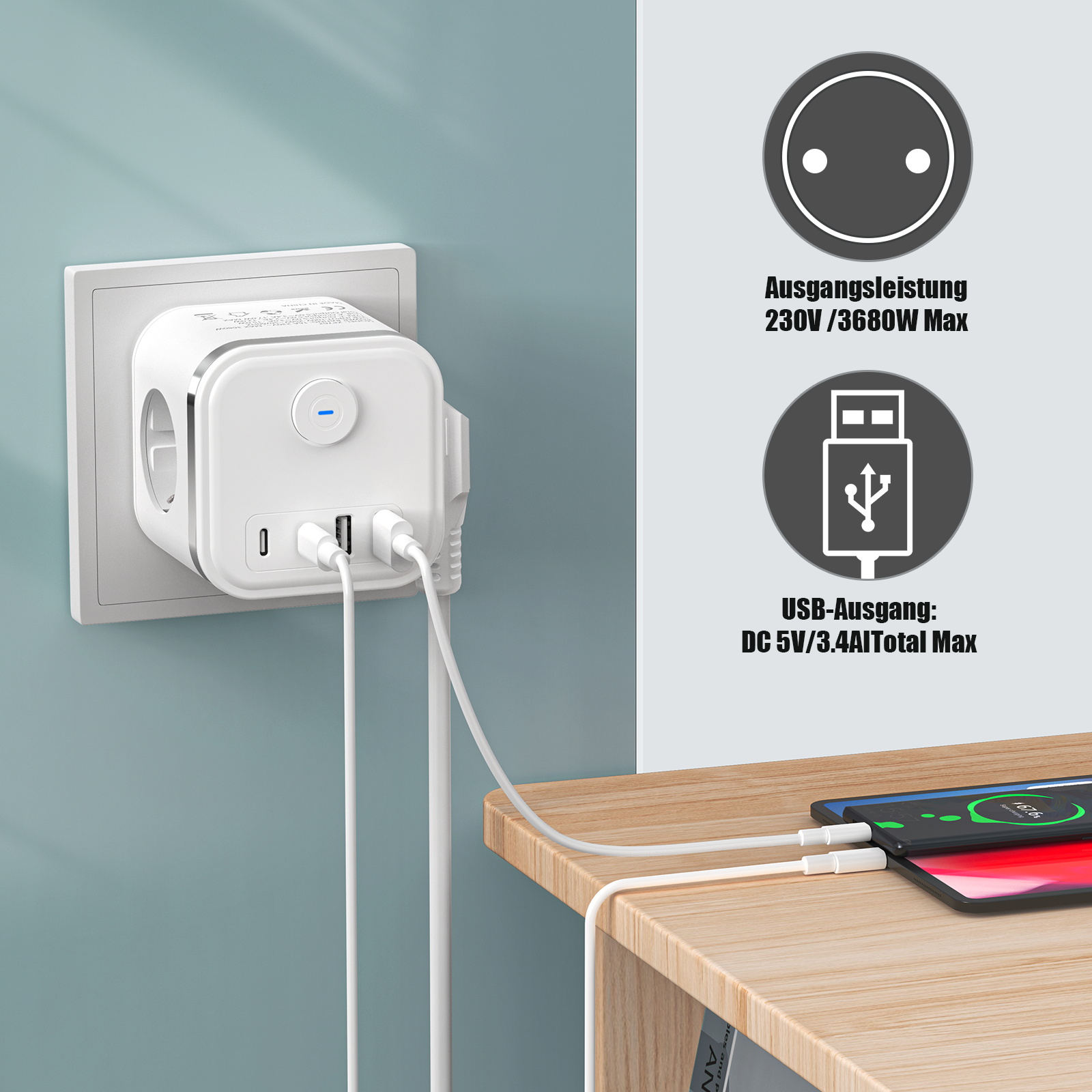 3680W 멀티 플러그 EU 전원 스트립 큐브 다중 소 - Power Strip Desk 리뷰 및 가격