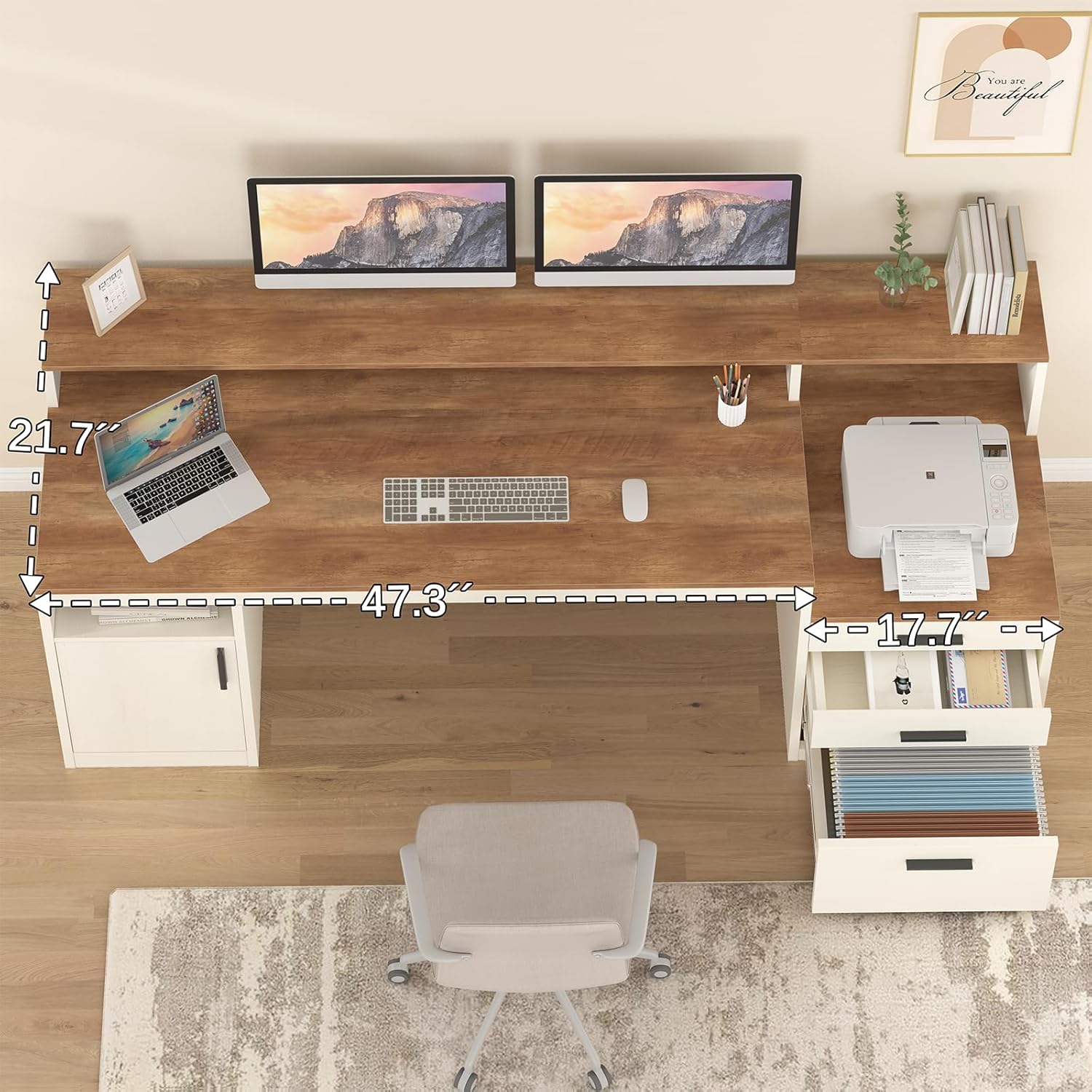65인치 컴퓨터 책상(서랍 3개 및 수납 선반 포함), - Home Office 365 리뷰 및 가격